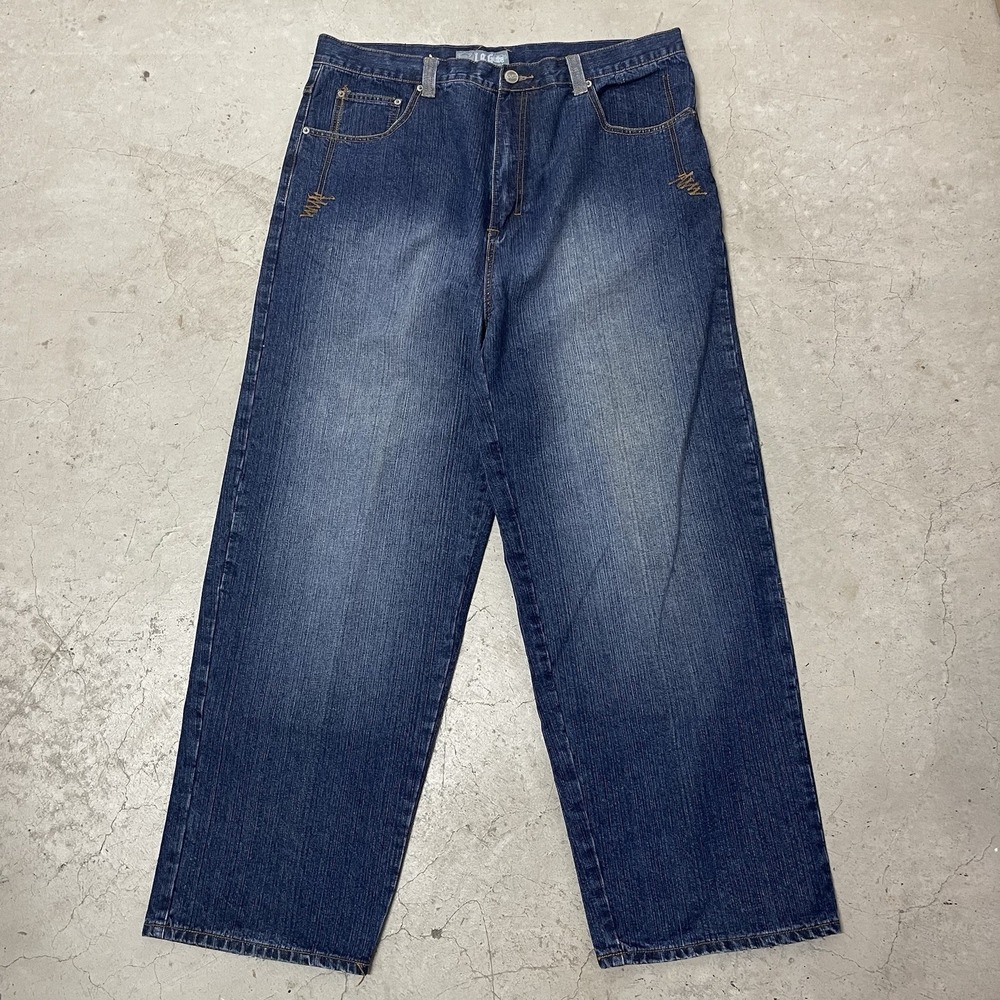 VINTAGE LA Gate Jeans Mens 40x30 Black Denim Skater Grunge Faded 90s Y2K
